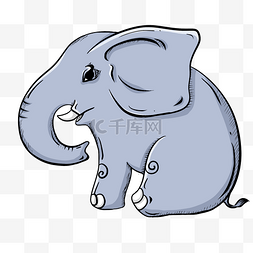 可爱图片_坐在地上的手绘可爱大象