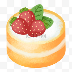 手绘水果甜点图片_手绘甜品甜点美食之草莓黄奶油蛋