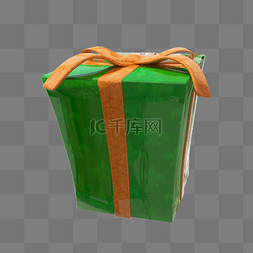缎带礼盒图片_C4D圣诞节绿色礼盒