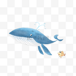 唯美鲸鱼卡通手绘插画