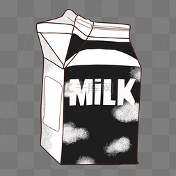 黑色的牛奶瓶手绘插画