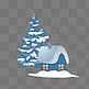 冬天雪景中的房子和树