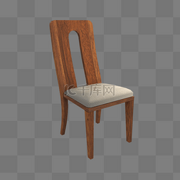 实木皮垫餐椅写实