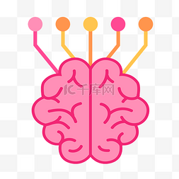 大脑装饰图片_粉色矢量点子大脑