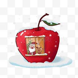 平安果苹果图片_手绘圣诞节的平安果PNG免抠素材