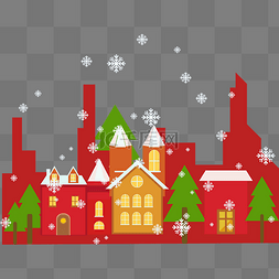 圣诞节平安夜城堡手绘插画