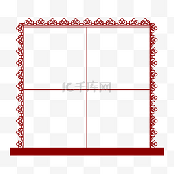 矩形红色花纹古典窗户