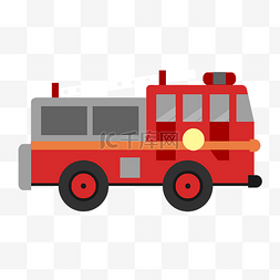 手绘红色的消防车插画
