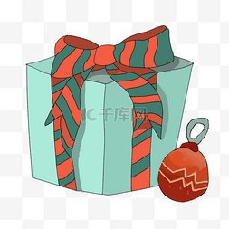 装饰彩带手绘图片_圣诞节礼物盒矢量图