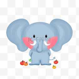 手绘可爱象图片_世界动物日可爱萌动物大象苹果手