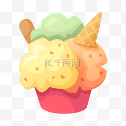 手绘冰淇淋冰淇淋图片_夏季食物手绘水果圣代