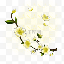 黄色的梨花开手绘装饰图案