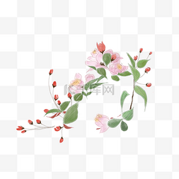 中国风手绘花朵植物水墨水彩点缀