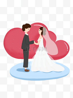 清新婚礼素材图片_手绘小清新婚礼新娘新郎人物商业