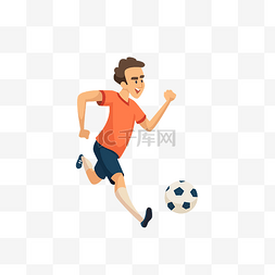 卡通手绘足球比赛图片_卡通手绘踢足球少年