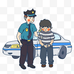 在车内的警察图片_执法警察抓到犯人插画