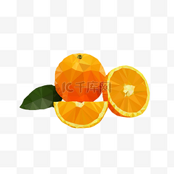 橘色的树叶图片_橘色橙子低多边形矢量图