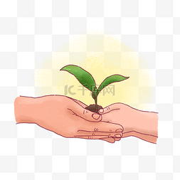 手绘植树节插画图片_植树节卡通手绘树苗PNG免抠素材