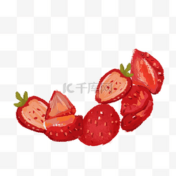 切开的卡通草莓图片_草莓卡通png素材
