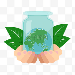 绿色瓶子插画图片_环境保护瓶子插画