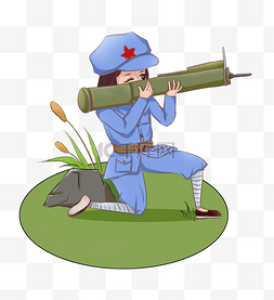 建军节战斗中的红军战士插画