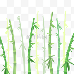 竹林茅屋图片_清新绿色大自然竹子竹林手绘插画