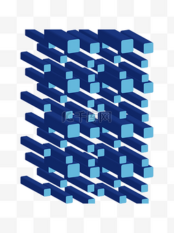 蓝色科技立体背景图片_25D几何立体图形素材