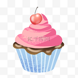 樱桃蛋糕手绘插画