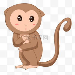 猴子尾巴卡通图片_灰色手绘猴子元素