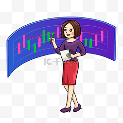 金融创新图片_卡通手绘女职业讲解金融插画