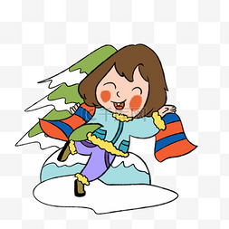 冬季小女孩户外围巾