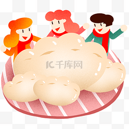 猪年2019吃饺子插画