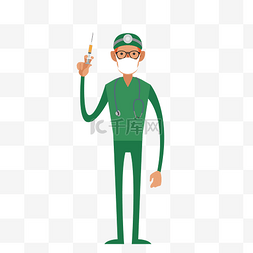 戴口罩的手术医生图片_卡通绿色手术医师矢量素材