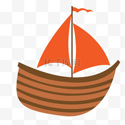 儿童旗帜图片_橘黄色的轮船插画