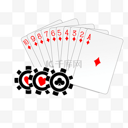扑克牌插画图片_方块扑克牌手绘插画