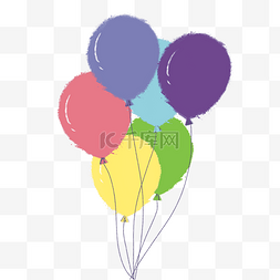 手绘水彩彩色气球插画