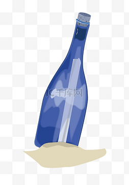 卡通蓝色漂流瓶插图