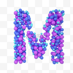紫色立体字母图片_C4D气球立体字母M元素