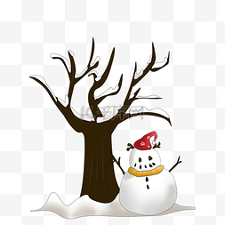 圣诞堆雪图片_开心堆雪人手绘插画