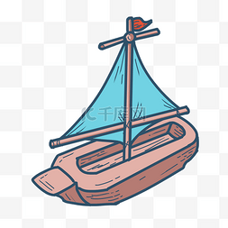 木头轮船蓝色帆布
