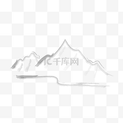 水墨山水图片_手绘卡通古典毛笔水墨山水