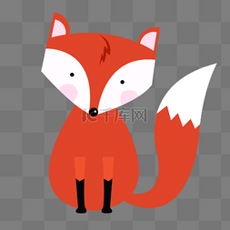 一只红色的卡通小狐狸免抠图