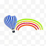 彩虹蓝白条纹天空热气球
