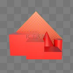 几何物体图片_电商C4D立体几何舞台喜庆红色舞台