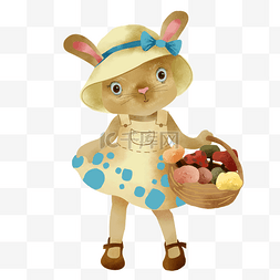 兔子戴帽子图片_提水果篮兔子