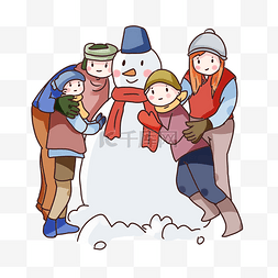 卡通冬天堆雪人