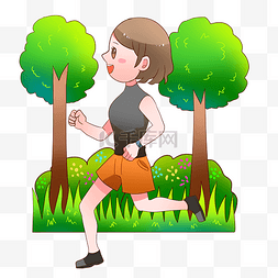跑步健身的女孩图片_健身跑步女孩插画