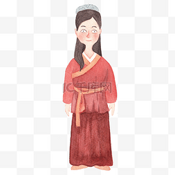 人物水彩插画图片_美女水彩人物免抠手绘卡通古装汉