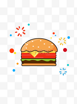MBE卡通手绘汉堡可爱食物美食