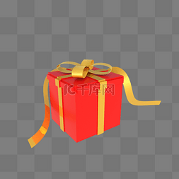 礼物盒子红色丝带图片_C4D立体红色礼物盒礼品盒